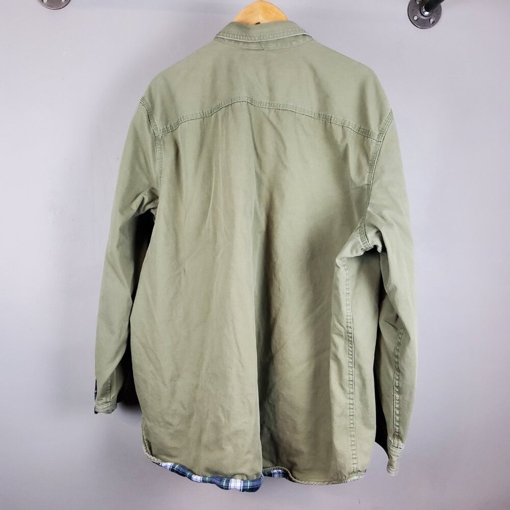 L.L. Bean Shacket Men's 2XL Green Flannel Lined Shirt Jacket Traditional Fit - Picture 2 of 8